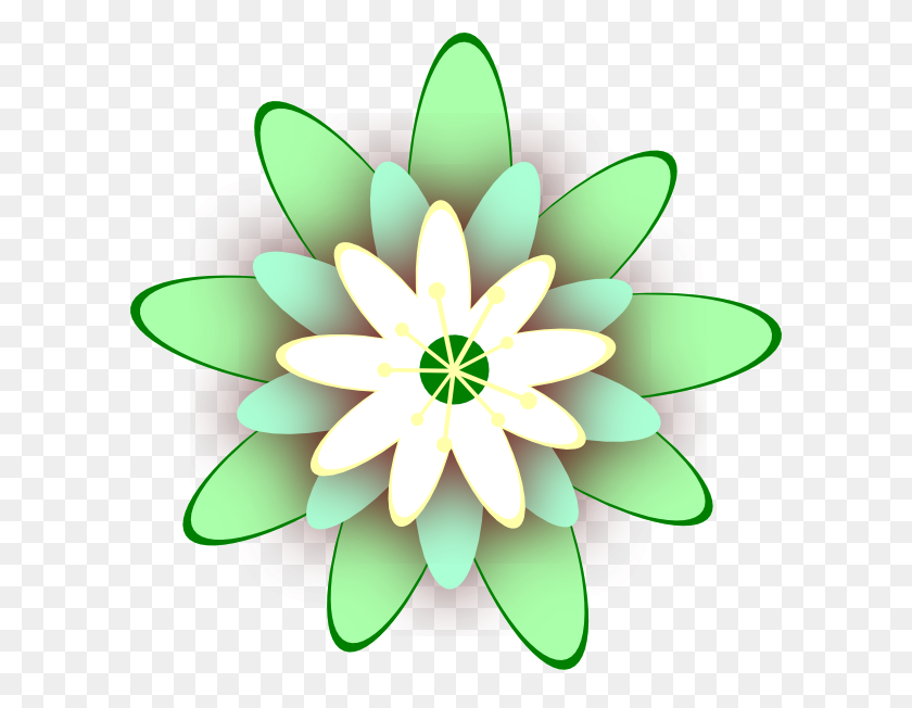 600x592 Green Flower Clipart, Explore Pictures - Dogwood Flower Clipart