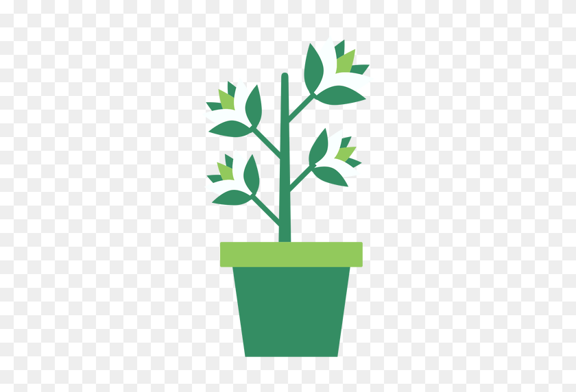 512x512 Green Flowerpot With Plant Clipart - Plant PNG