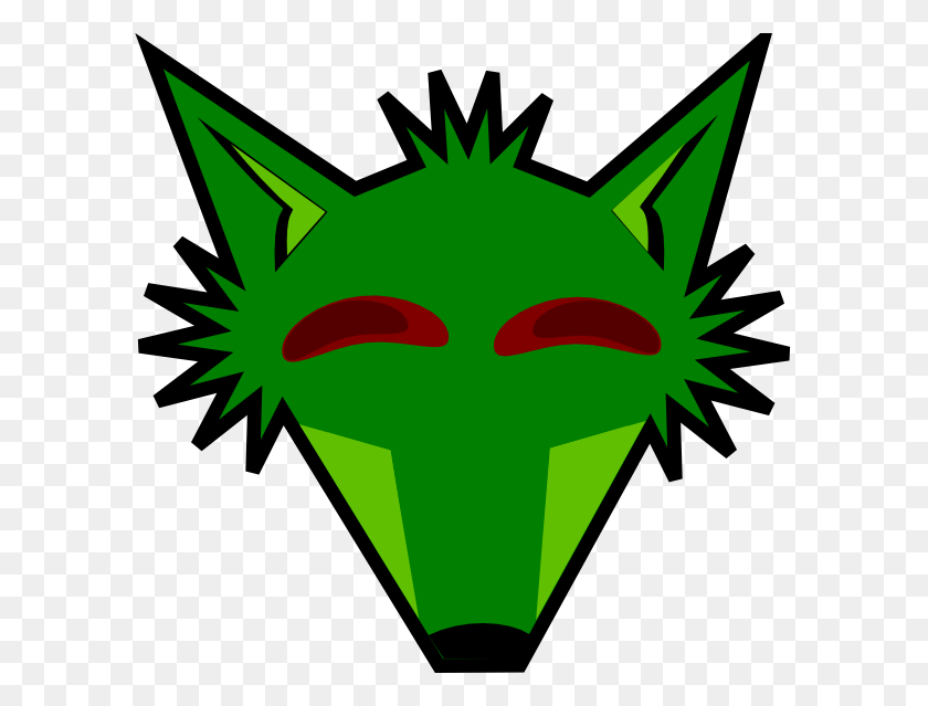 600x579 Green Fox Head With Eyes Clip Art - Fox Head Clipart