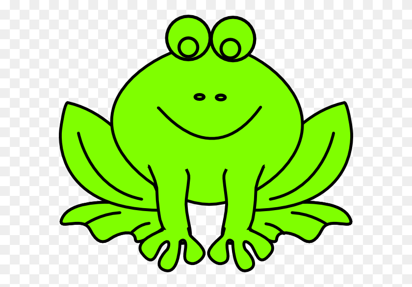 600x526 Green Frog Clip Art - Frog Outline Clipart