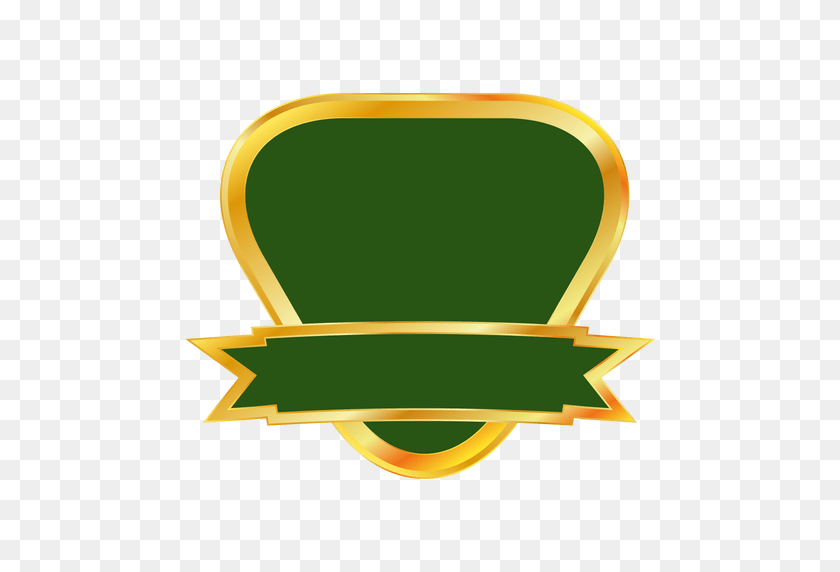 512x512 Green Gold Ribbon Emblem - PNG Gold