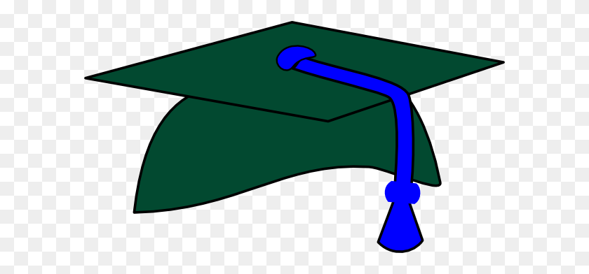 600x332 Green Graduation Cap Blue Tassel Clip Art - Cap And Tassel Clipart