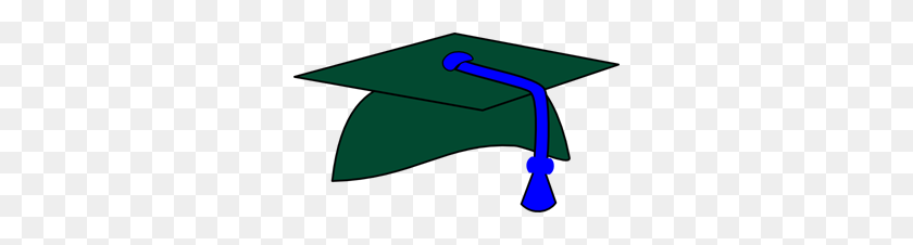 300x166 Green Graduation Cap Blue Tassel Png, Clip Art For Web - 2017 Graduation Cap Clipart