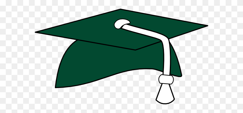 600x332 Green Graduation Cap White Tassel Clipart Png For Web - Tassel PNG