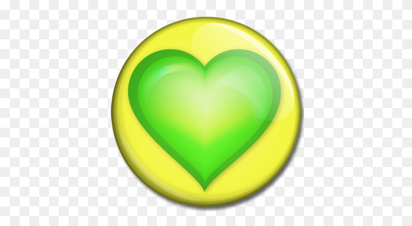 400x400 Green Heart On Yellow Background - Yellow Background PNG