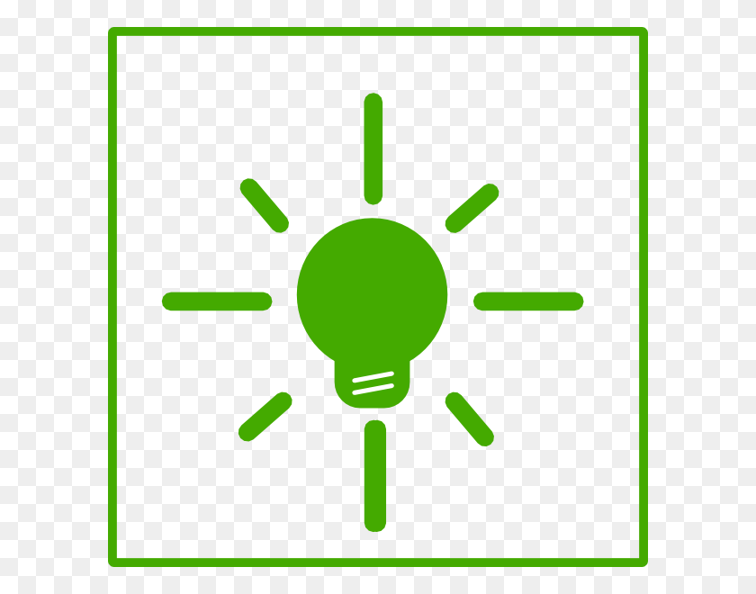 600x600 Зеленая Лампочка Значок Энергии Картинки - Светодиодный Клипарт