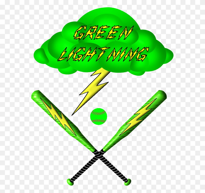 583x734 Green Lightning Softball - Green Lightning PNG
