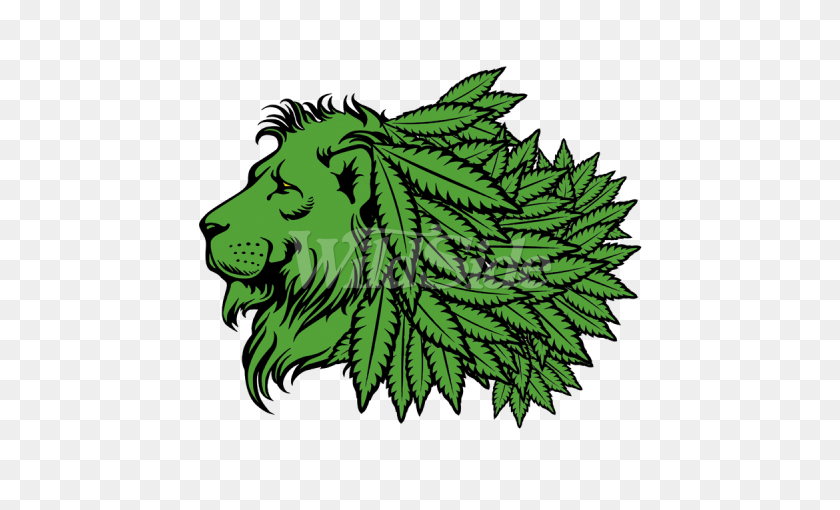 450x450 Green Lion Head With Marijuana Leaf Mane The Wild Side - Lion Head PNG