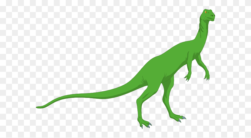 600x401 Green Long Necked Standing Dinosaur Clip Art - Green Dinosaur Clipart