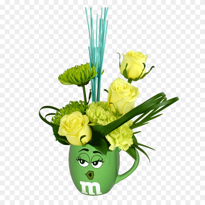 1024x1024 Green Mampm Character Flower Mug Designed - Mandms PNG