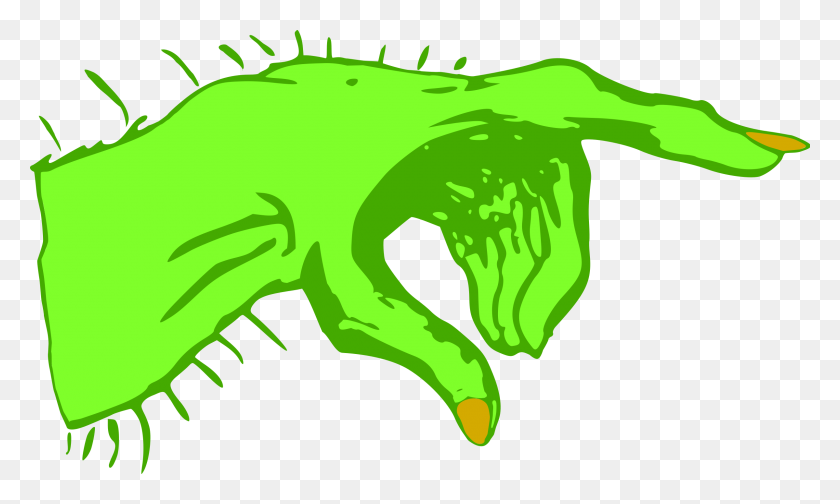 2400x1369 Зеленая Рука Монстра Векторный Клипарт Изображение - Рука Вектор Png