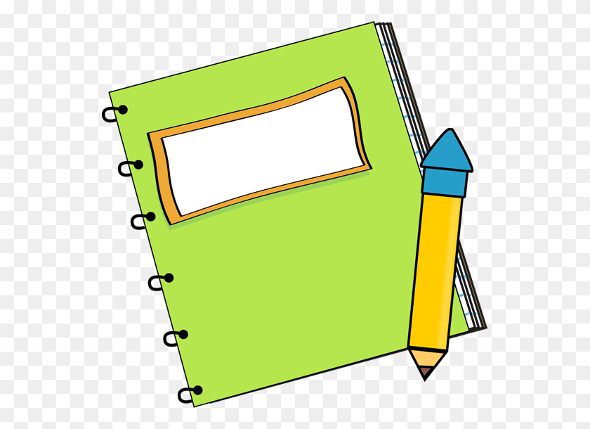 549x550 Green Notebook With A Pencil Clip Art - Pencil And Eraser Clipart