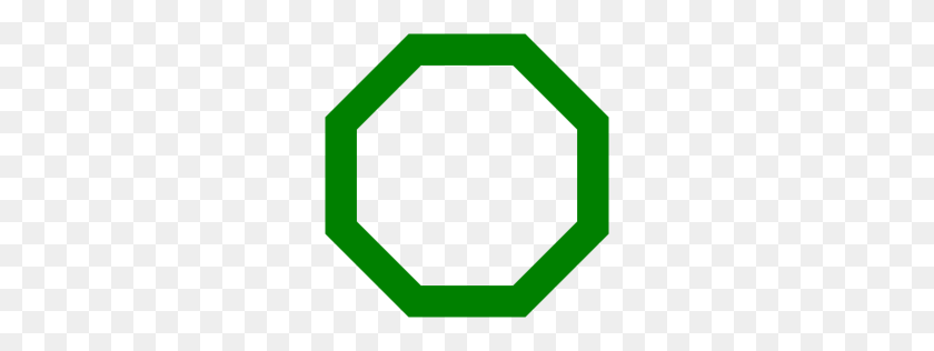 256x256 Green Octagon Outline Icon - Octagon PNG