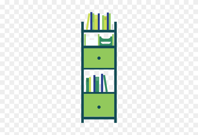 512x512 Green Office Bookshelf Clipart - Shelf PNG