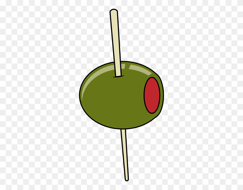 294x598 Green Olive On A Toothpick Clip Art Free Vector - Toothpick Clipart