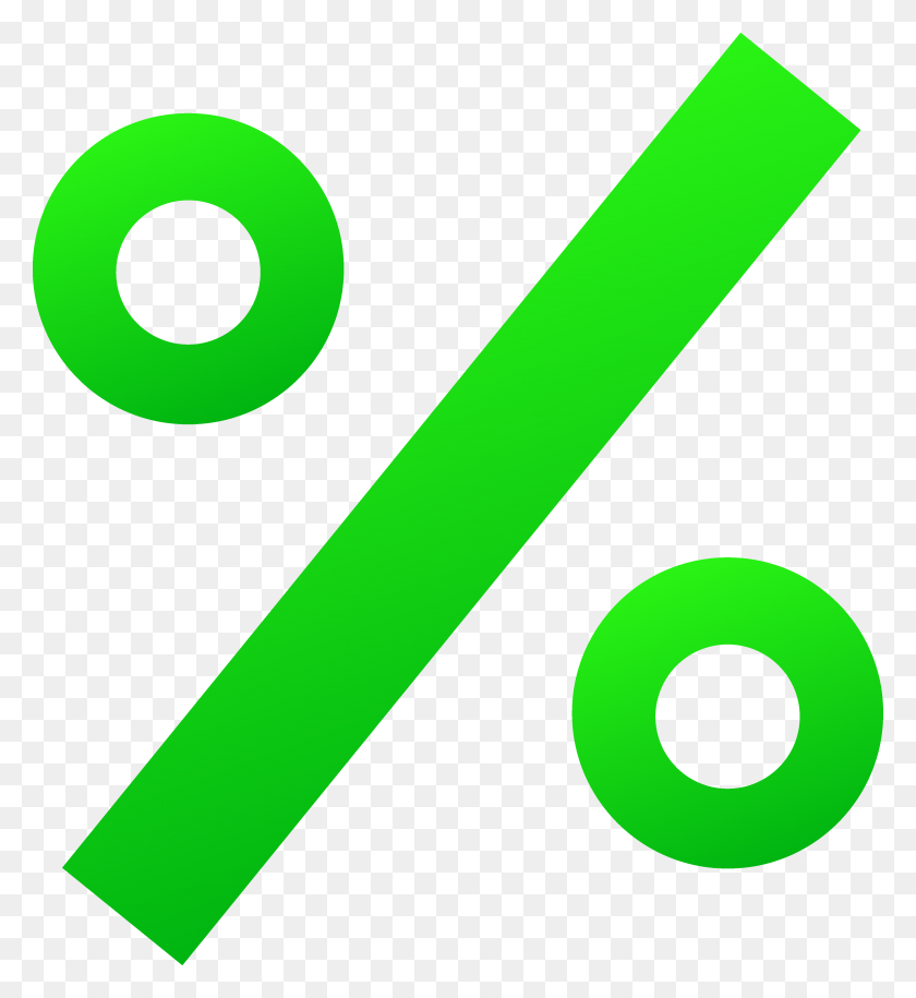 3983x4369 Зеленый Знак Процента - Соотношение Клипарт