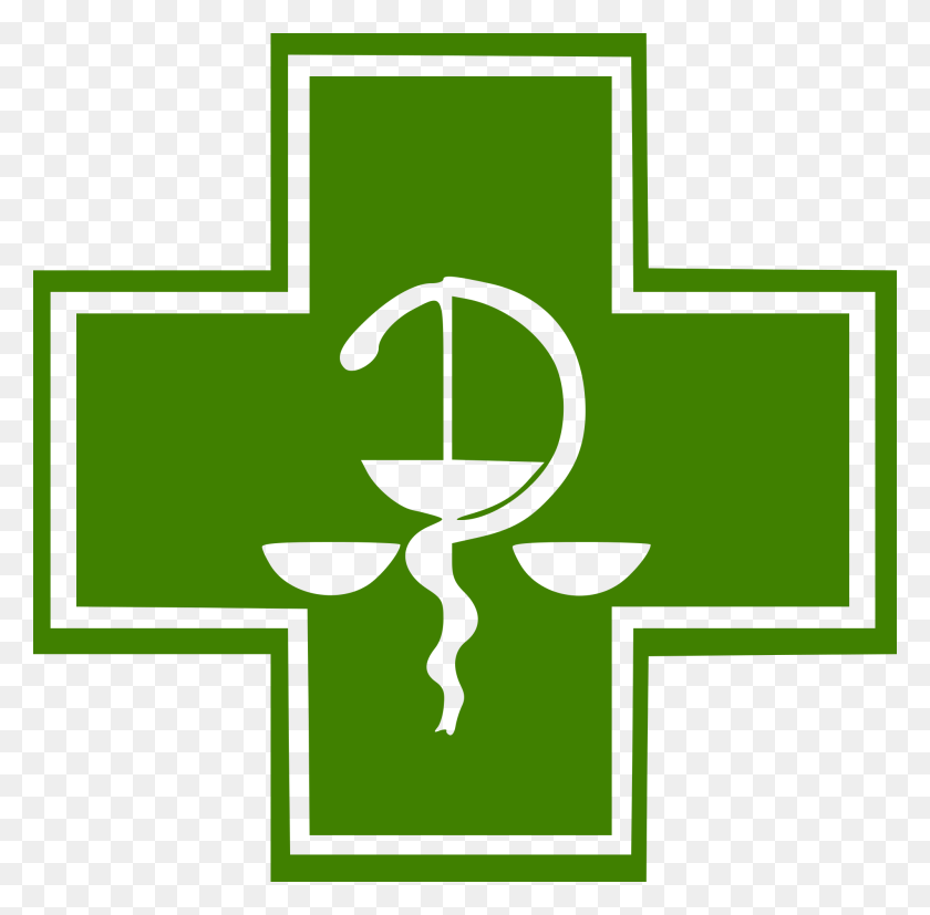 2000x1968 Green Pharmacy Cross W Bowl Of Hygieia - Farmacia Png