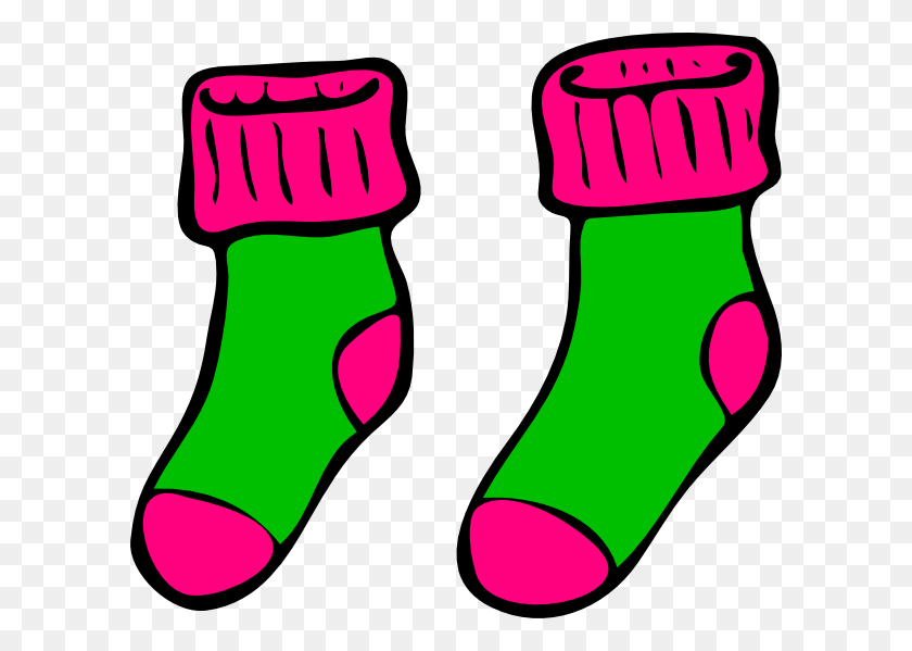 600x539 Green Pink Sock Clip Art - Pink Bow Clipart Transparent