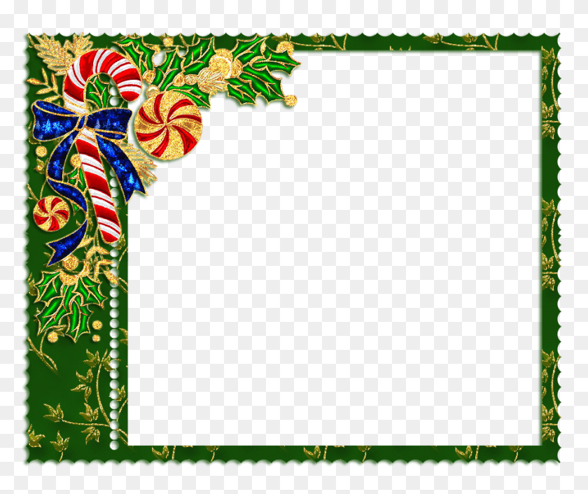 900x746 Green Png Christmas Frame With Candy - Christmas Frame PNG