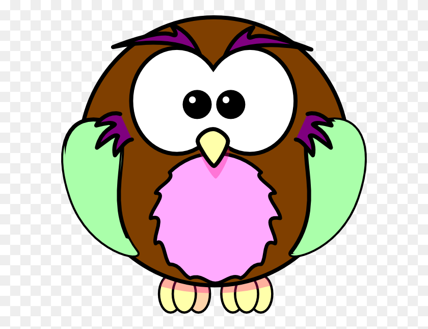 600x585 Green Purple Tan Owl Clip Art - Tan Clipart