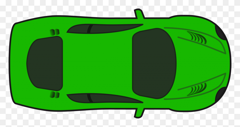 2400x1190 Green Racing Car - Top View PNG