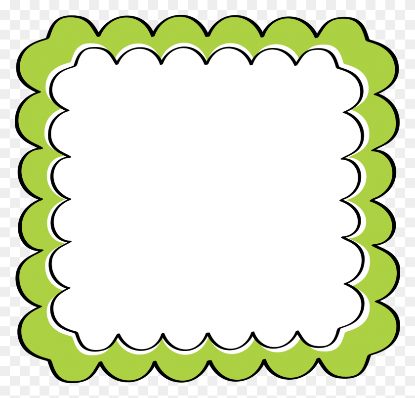 1222x1168 Green Scalloped Frame - Frame Clipart Black And White