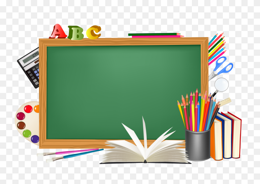 2082x1426 Green School Board And Decors Png - School PNG