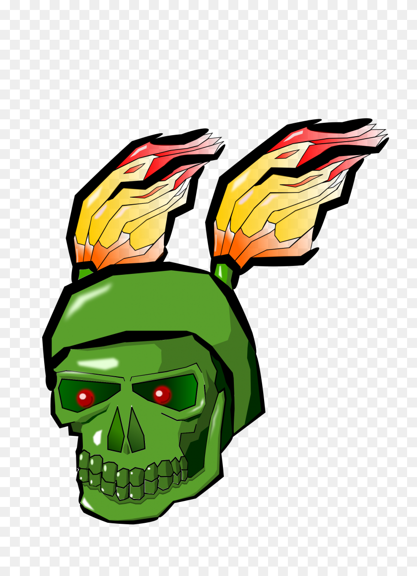 1703x2400 Green Skull With Flames Icons Png - Green Flames PNG