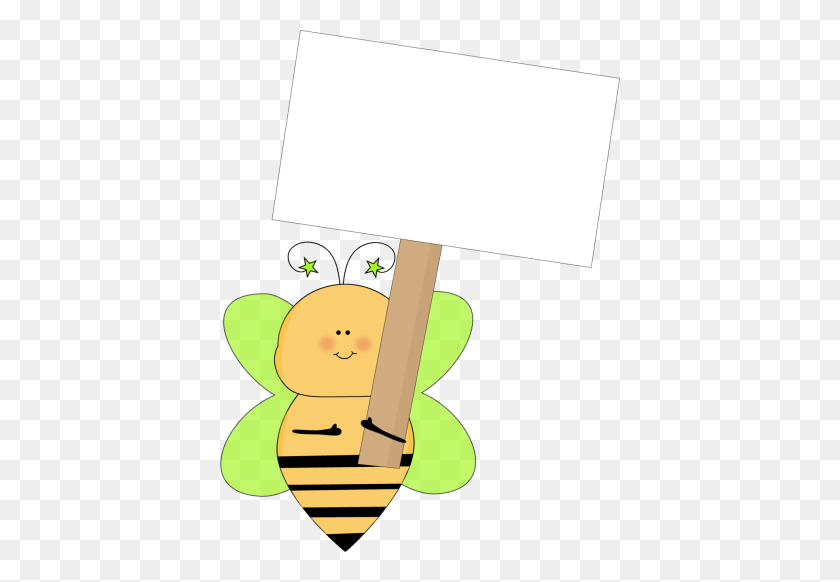 400x522 Зеленая Звезда Пчела Держит Пустой Знак Картинки - Разыскиваемый Клипарт