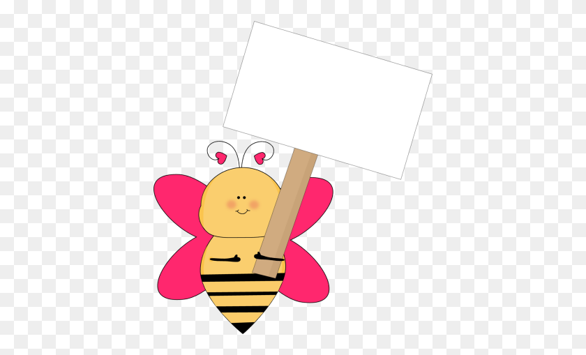 400x449 Green Star Bee Holding A Blank Sign Clip Art - Kids Holding Sign Clipart