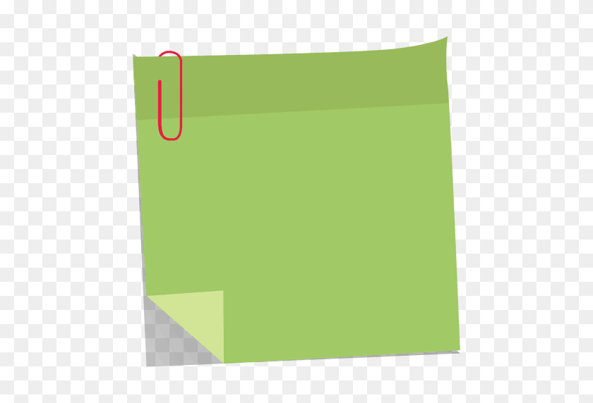 512x512 Green Sticky Note With Paperclip - Clear Tape PNG