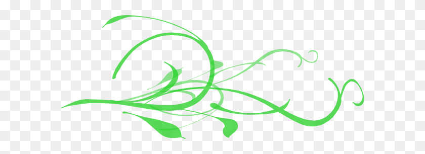 600x246 Зеленые Swirly Ветви Картинки - Необычные Подчеркивания Клипарт