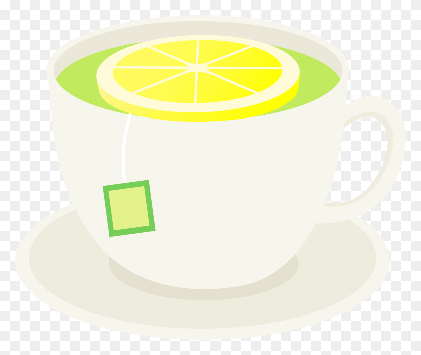 4173x3462 Green Tea With Lemon Slice - Health And Wellness Clipart