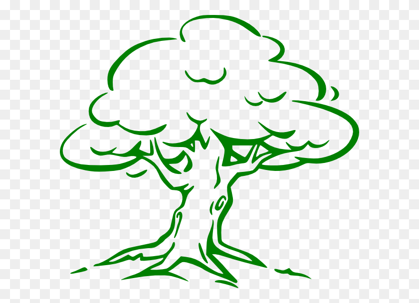 600x548 Зеленое Дерево Контур Png Клипарт Для Интернета - Контур Дерева Png