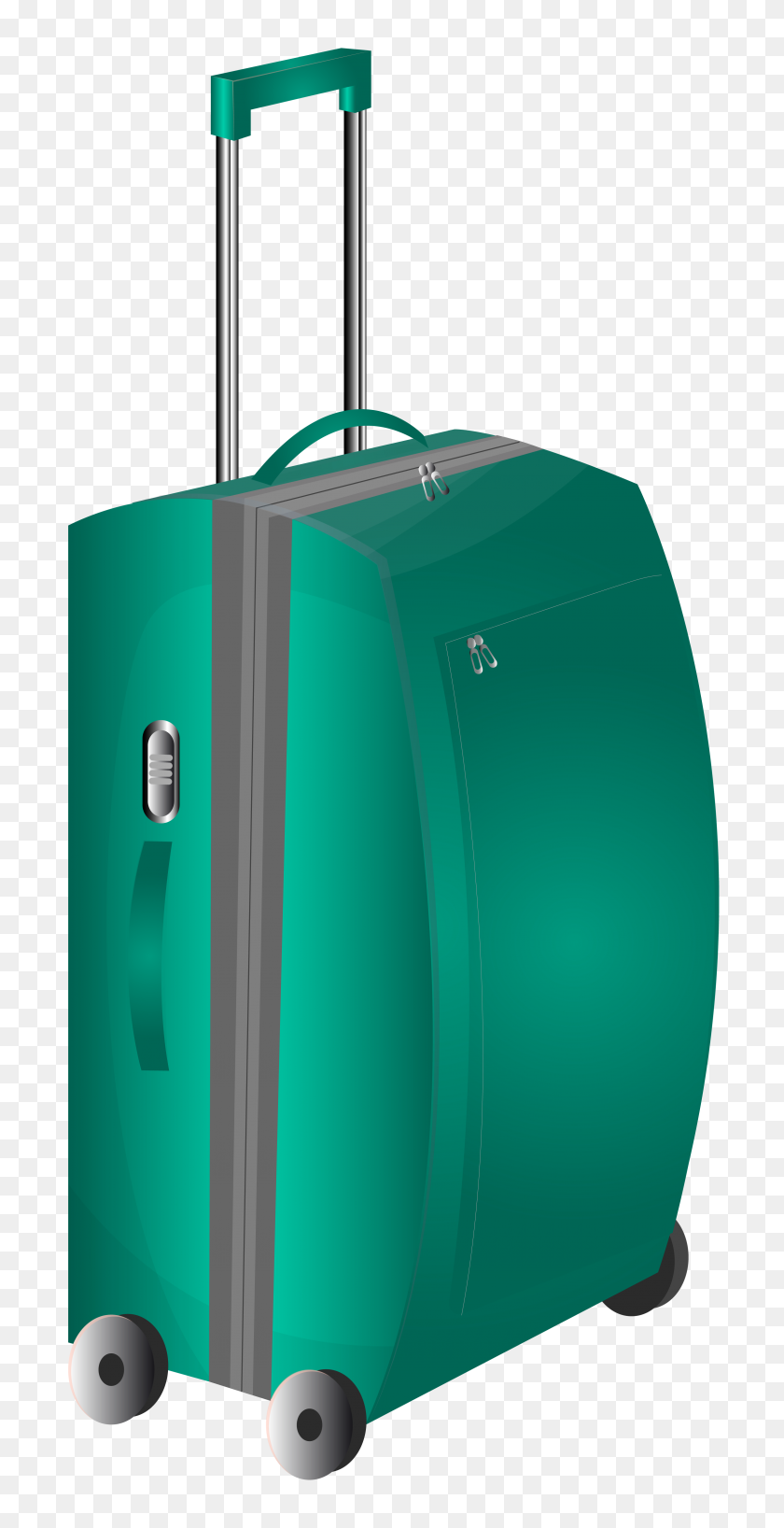 3094x6254 Green Trolley Travel Bag Png Clipart - Suitcase PNG