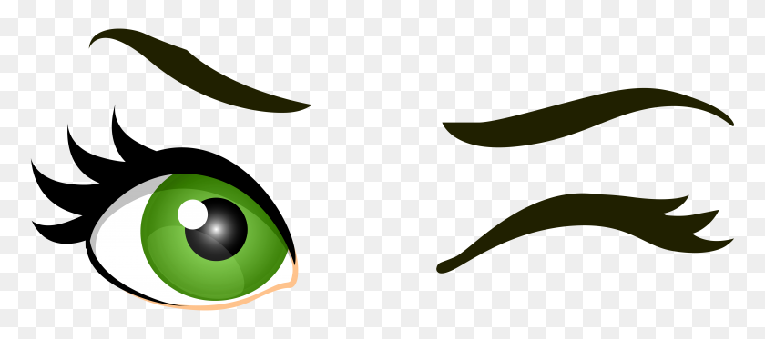 7000x2809 Ojos Verdes Guiñando Un Ojo Png Clipart - Rolling Eyes Clipart