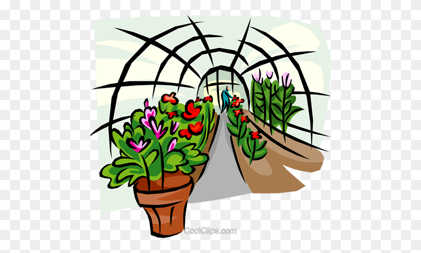 480x446 Greenhouse Royalty Free Vector Clip Art Illustration - Greenhouse Clipart