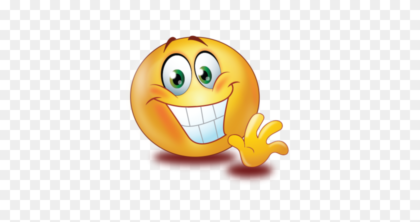 384x384 Saludar A La Gran Sonrisa De La Ola De La Mano Emoji - Ola Emoji Png