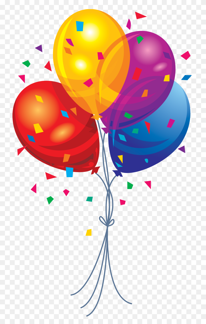 1535x2480 Поздравления С Днем Рождения, Воздушные Шары - Воздушные Шары И Конфетти Клипарт