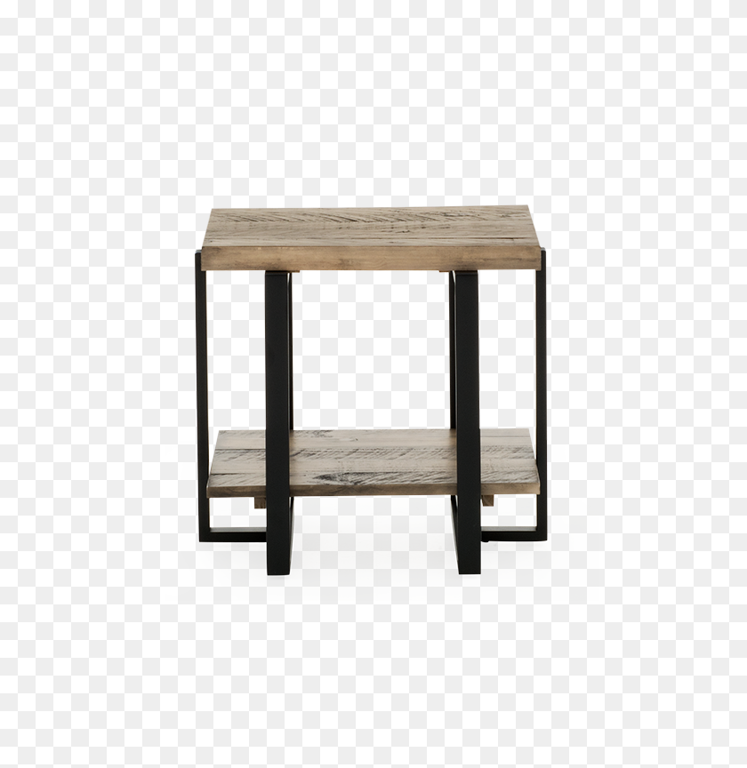 519x804 Grey Brown Wood And Metal End Table - Wood PNG