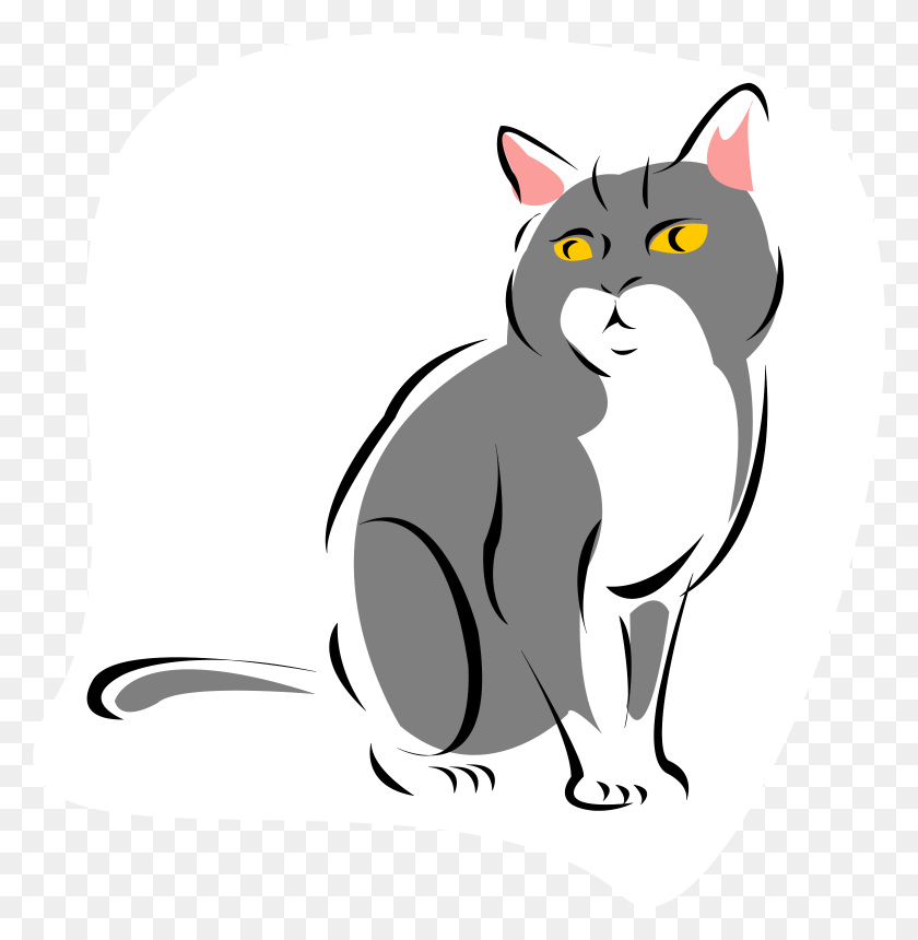 2340x2400 Grey Cat Clipart Winging - Cat Clipart Transparent Background