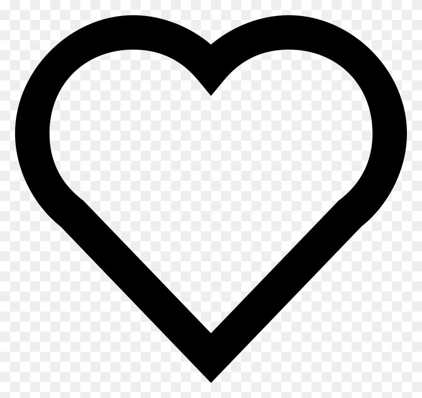 2400x2254 Grey Heart Black Outline Clip Art - Heart Organ Clipart