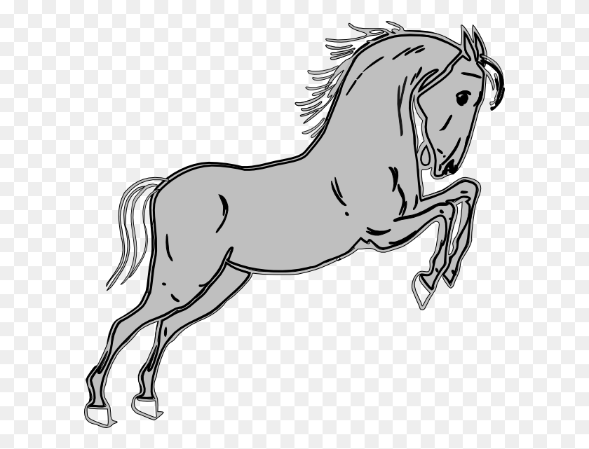 600x581 Grey Jumping Horse Clip Art - Bucking Horse Clip Art