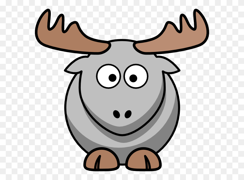 600x560 Grey Moose Cartoon Clip Art - Moose Antlers Clipart