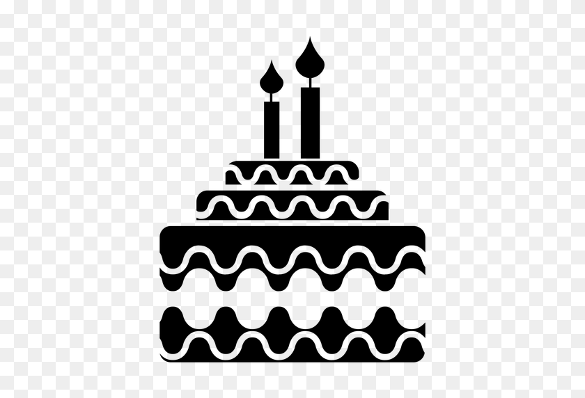 512x512 Grey Two Candles Birthday Cake Icon - Birthday Icon PNG