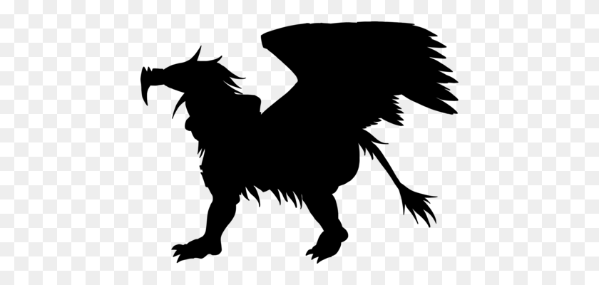 446x340 Griffin Silhouette Lion Drawing Dragon - Griffin Clipart