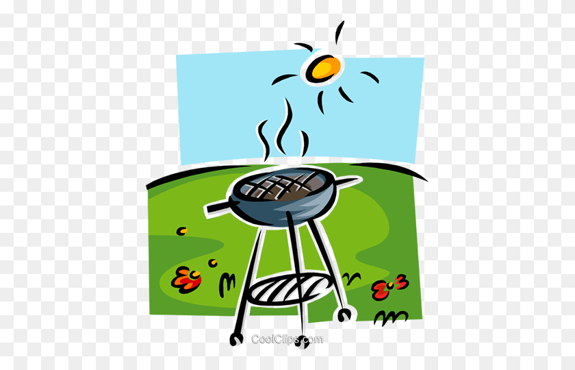 413x480 Grill, Barbeque Royalty Free Vector Clip Art Illustration - Bbq Food Clipart
