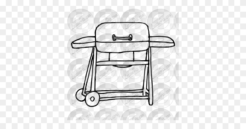 380x380 Grill Clipart Outline - Bbq Clipart Black And White