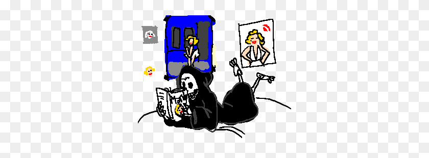 300x250 Grim Reaper Infatuated With Marilyn Monroe Drawing - Marilyn Monroe Clipart