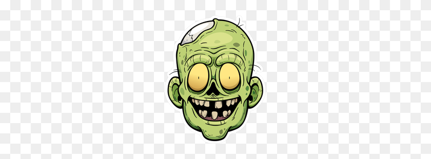 197x250 Grinning Cartoon Zombie Face Sticker - Zombie Face PNG